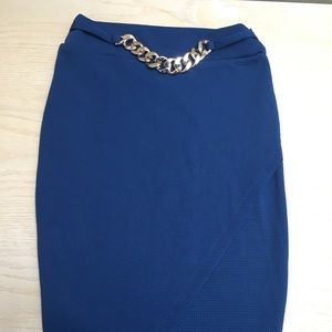 Royal blue skirt with gold chain